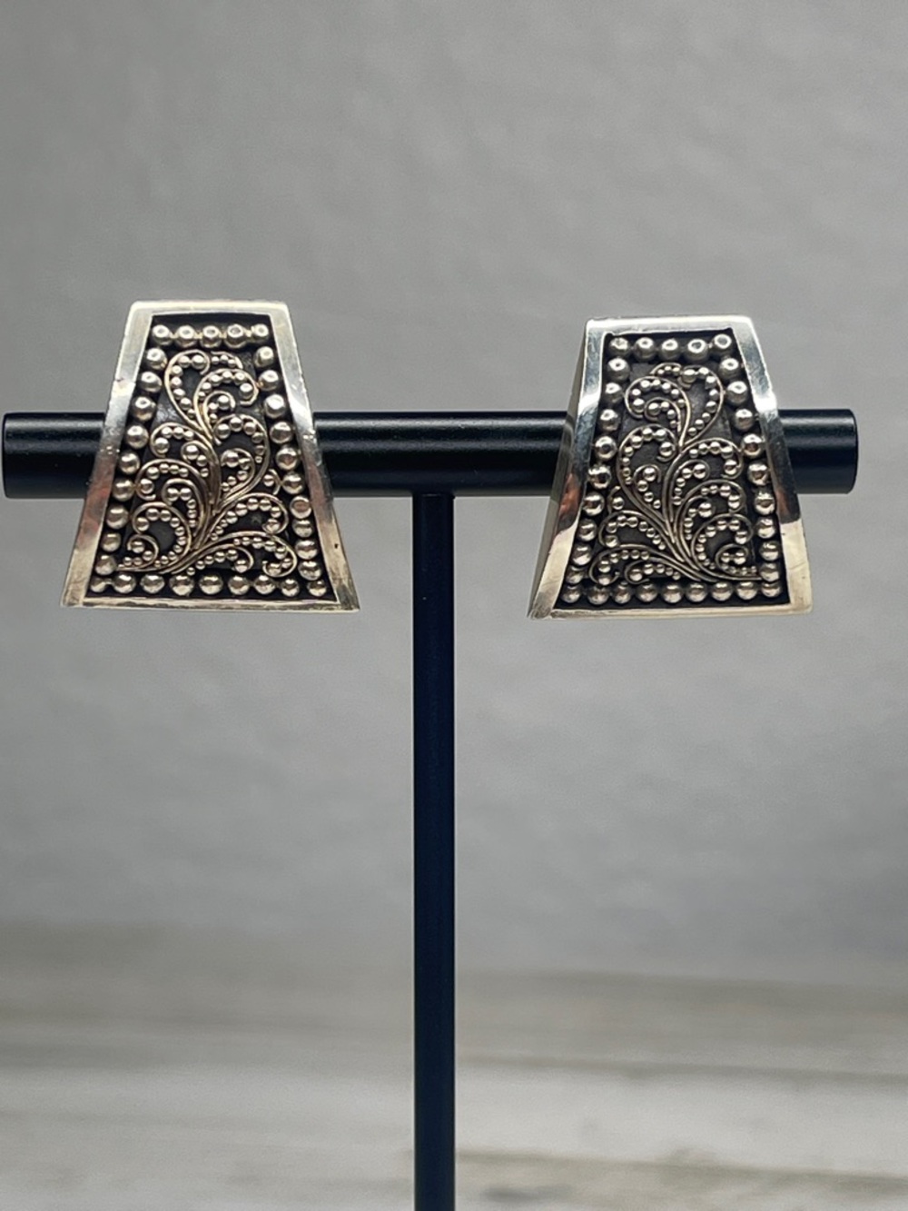 Lois Hill Sterling Silver Bali Scroll Clip Earrings